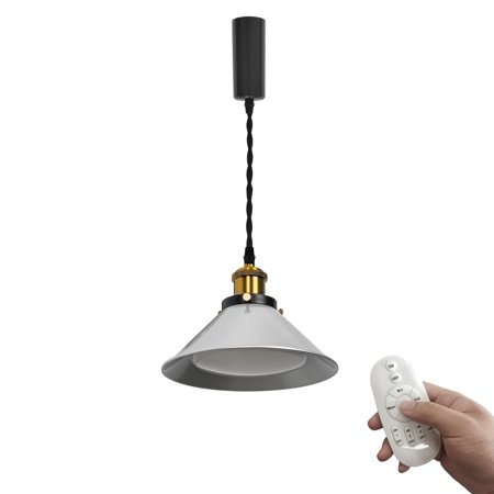 

FSLiving Adjusted Wire Length 3.2 Ft H-Type Track Stepless Dimming Remote E26 Base Hanging Light Vintage Design Sliver Metal Pendant Light Fixture for Restaurant Entryway Loft Aisle-1 Light