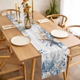 thumbnail image 6 of Blue Eucalyptus Coastal Cotton Linen Table Runner for Dining Kitchen, Beach Starfish Shell Nautical Retro Wedding Outdoor Party Tablerunners, Dresser Scarf Coffee Tablecloth Runners 13x70 Inches, 6 of 9