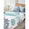 thumbnail image 4 of Turquoise Crab Coastal King Size Flat Sheet, Wrinkleproof & Fadeproof Cooling Flat Bed Sheet Only, Summer Coral Nautical Breathable Soft Bedding Top Sheets 105 x 98 Inches, 4 of 8