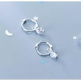 thumbnail image 3 of QQTDFG 925 Sterling Silver Dangle Ball Star Cross Small Huggie Hoop Earrings A1001-Round-Silver, 3 of 3