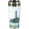 thumbnail image 2 of Majestic Blue Beach Lighthouse 16 ounce Stainless Steel Travel Tumbler Mug with Lid, 2 of 5
