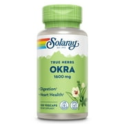 Solaray Okra Fruit 1600 mg, Healthy Digestion, Regularity & Cardiovascular Support, Soluble Fiber, 25 Serv, 100 VegCaps