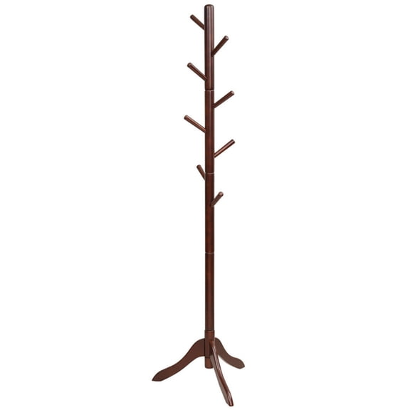 Resenkos Adjustable Wooden Tree Coat Rack with 8 Hooks-Brown, Tree Shaped Coat and Hat Hanger, Coat Racks for Foyer and Office
