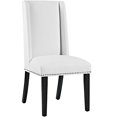 thumbnail image 1 of Modway Baron Upholstered Vinyl Modern Tall Back Parsons Dining Chair With Nailhead Trim And Wood Legs In White, 1 of 4