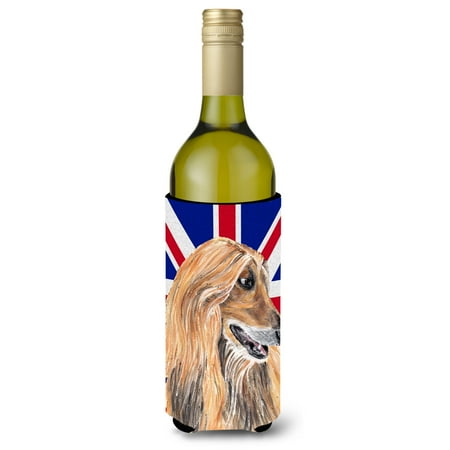 

Carolines Treasures SC9814LITERK Afghan Hound with English Union Jack British Flag Wine Bottle Hugger Wine Bottle