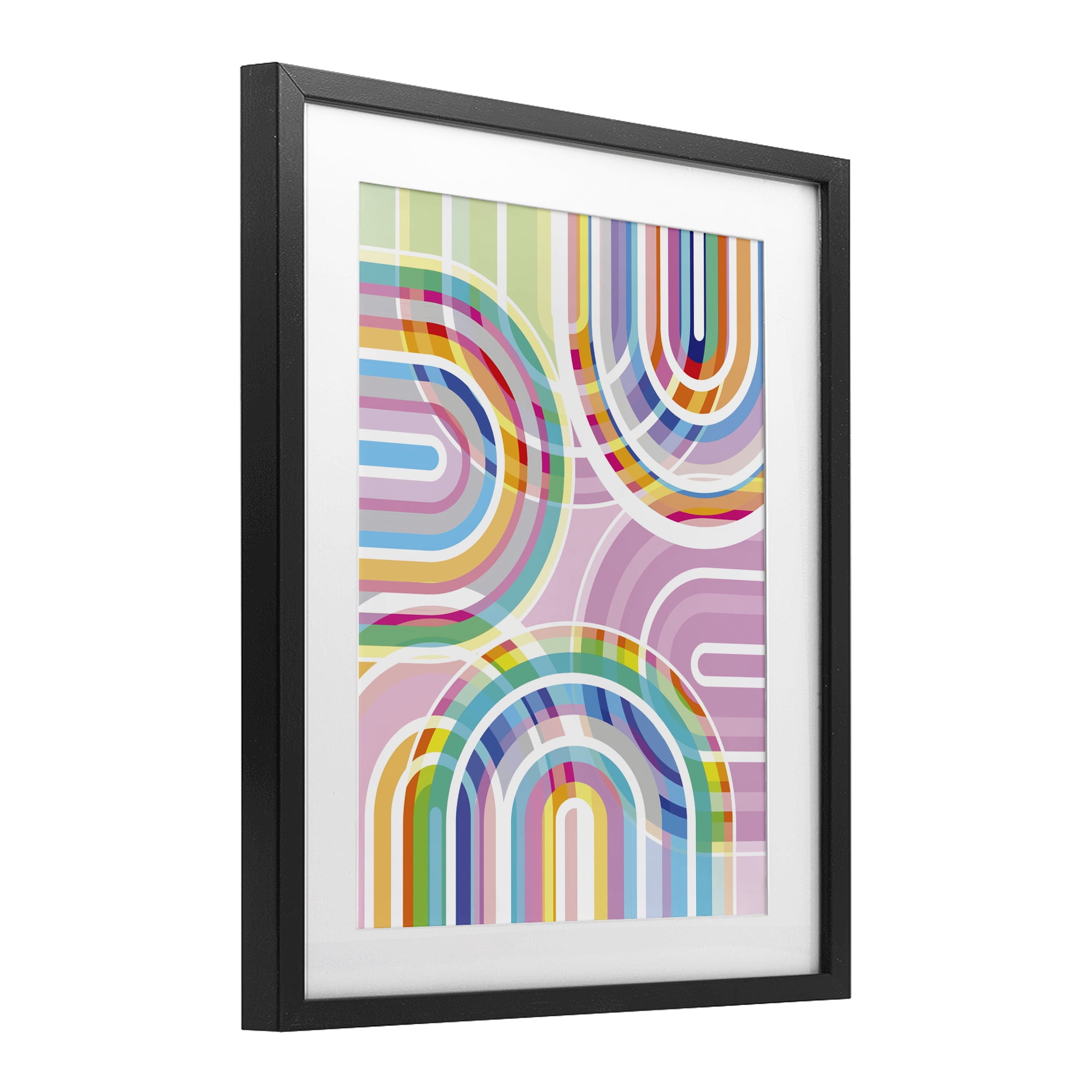 Stupell Industries Bright Playful Rainbow Arches Black Framed Print Under Glass, design by Amber Sterling