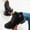 Black, variant on Women's Ankle Boots Lace Up Side Zipper Low Heel Suede Leather Booties Casual Fall Winter Fashion Outdoor Walking Shoes Trendy Footwear Black Women Sandal