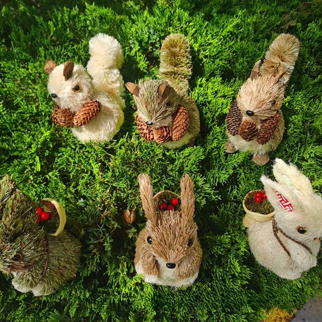 Manualidades de paja Heldig Conejo Ardilla Oso Adornos colgantes