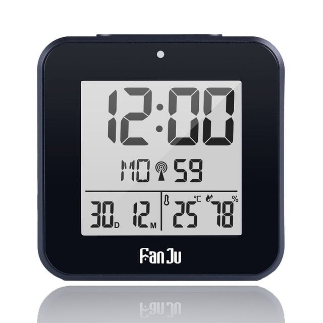 Reloj Despertador Digital Dcf, Termómetro, Higrómetro, Relojes De Mesa De Escritorio, 2 Alarmas Diarias, Función De Retroiluminación Automática Moyic HA024621-02