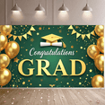 thumbnail image 7 of Green Background Congratulations Grad Banner with Gold Balloons Stars Tassels and Diploma Party Decoration Backdrop for Graduation Celebrations Party Supplies Photography Props Graduation Events, 7 of 7