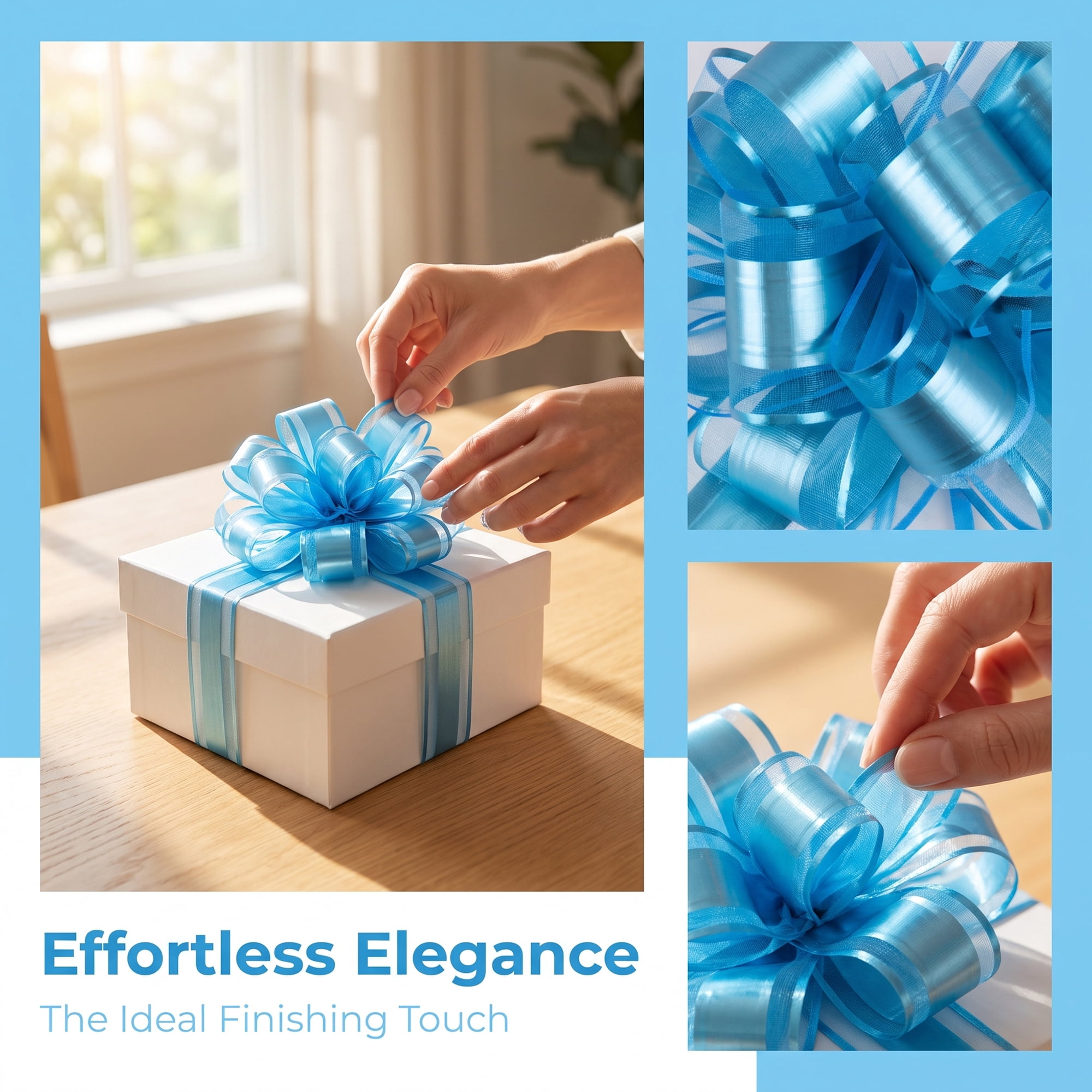 Unique Bargains Multi-Layered Star Bows for Gift Wrapping and Decoration Light Blue