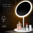 thumbnail image 3 of 3 Modes Makeup Mirror With LED Light Cosmetic Mirrors Round Shape Desktop Vanity Mirror Rechargeable Lighting Mirrors ,Widely Use, 3 of 8