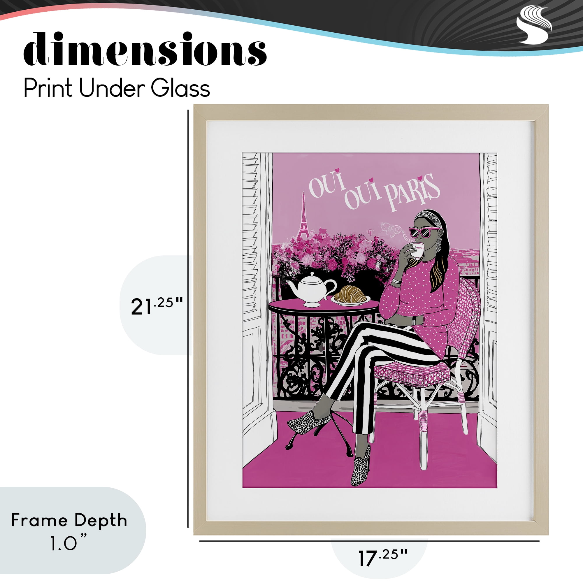 Stupell Industries Oui Oui Parisian Cafe Morning Birch Framed Print Under Glass, design by Jess Stempel