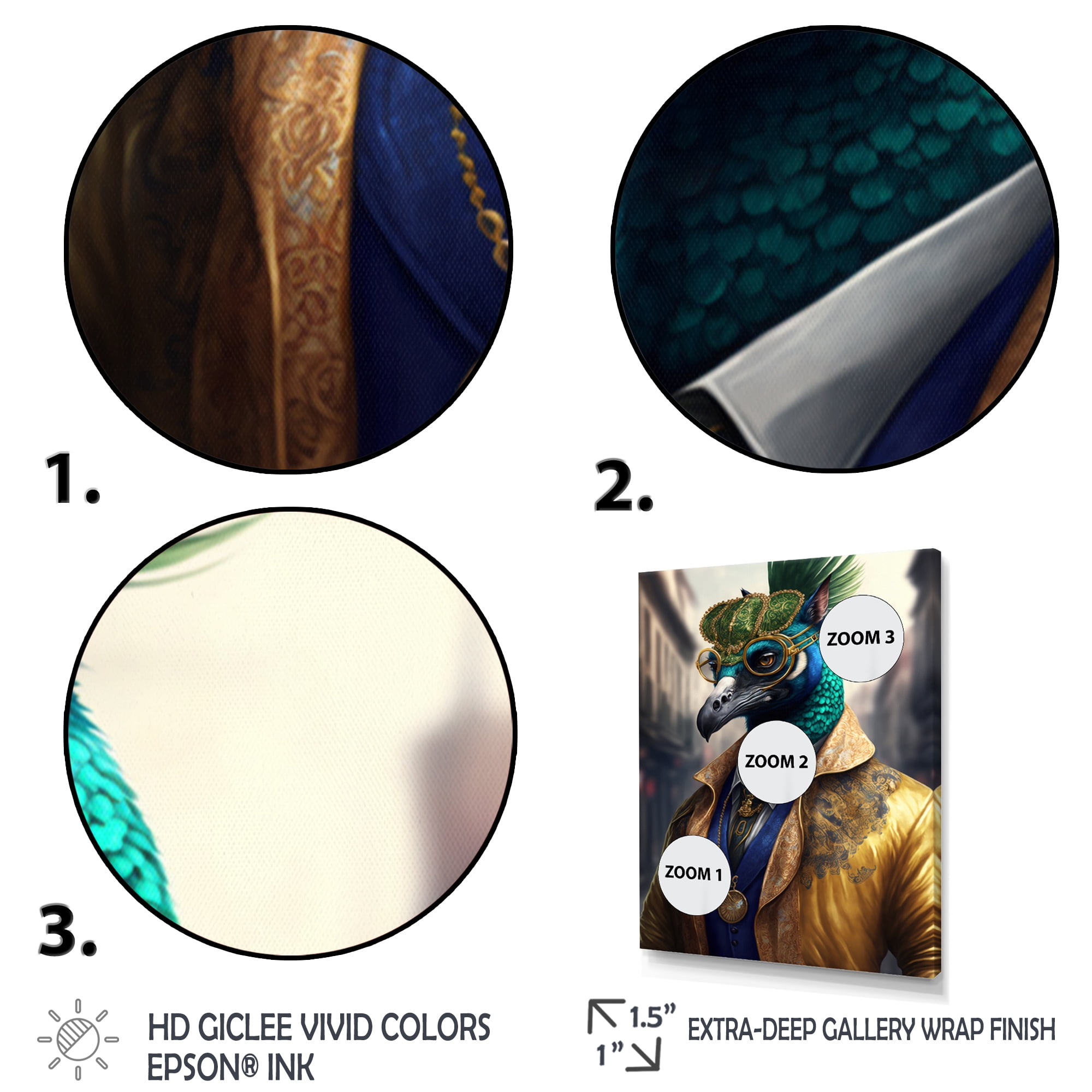 Designart Peacock Gangster In NYC III Canvas Wall Art