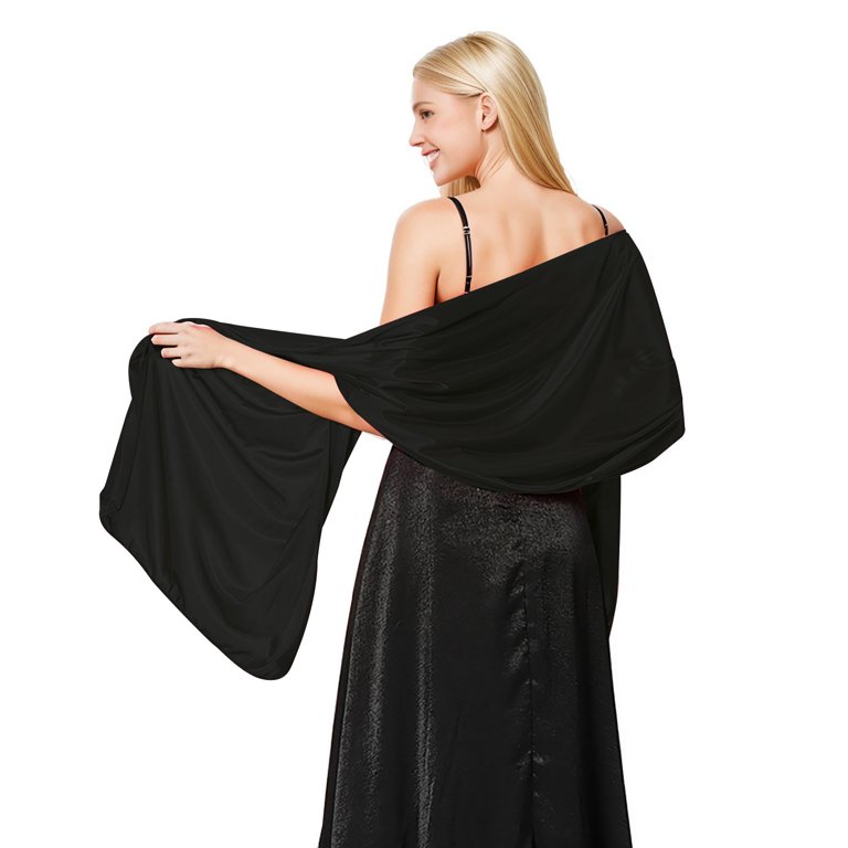 shoulder wraps for dresses Bernadette Chiffon Shawl Wrap Available Colors Black Taffeta Evening Shawl: Hands-free