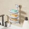 thumbnail image 6 of 3 Tier Bar Soap Holder for Shower, Rotating Shampoo Bar Holder, Self Adhesive Wall Mounted Self Draining Soap Dish Layered Soap Tray for Bathroom Sponge Holder for Kitchen, 6 of 7