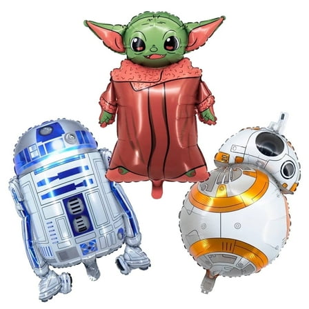 3 PCS Wars Star Balloons R2 Balloon BB Balloon Yod Balloon Space Balloons Birthday Balloon