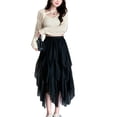 thumbnail image 3 of Women Pleated Skirt Fairycore Grunge Mesh Solid Color High Waist Asymmetrical Hem Midi Skirts y2k Streetwear-As photo shows_c-One Size, 3 of 7
