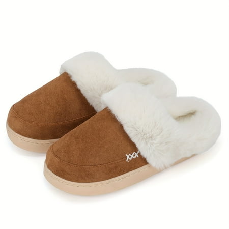 

NAYUKA Home Slippers With Plush Lining And Flipped Fur Upper Rubber Thick Sole Comfortable Non Slip And Warm Indoor Slippers
