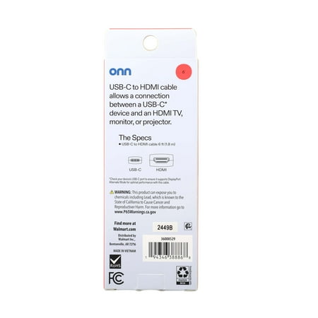 onn 6’ USB-C to HDMI Cable