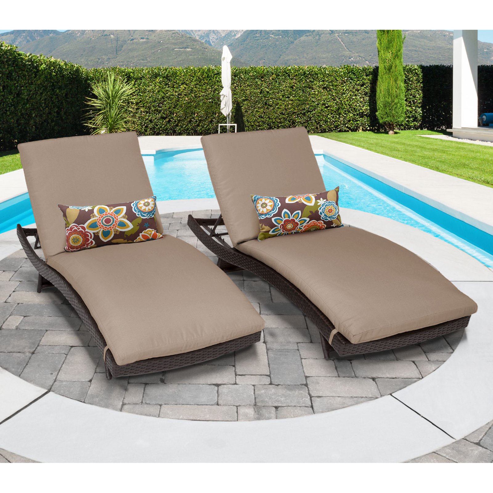 Barbados Curved Chaise Outdoor Wicker Patio Furniture in White (Set of 2) - image 3 of 4