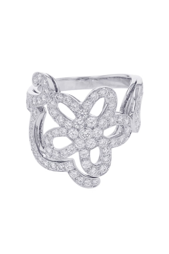 Pre-Owned Van Cleef & Arpels Dentelle Diamond Ring, 18K White Gold, Size 53.