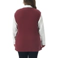 thumbnail image 4 of DARING DIVA Women's Plus V Neck Knit Split Hem Sweater Vest 1X Burgundy, 4 of 6