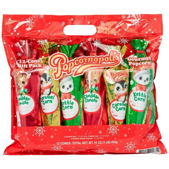 Popcornopolis 12-Cone Holiday Gift Pack (16 Ounce)