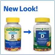 (3 pack) Spring Valley Zero Sugar Vitamin D Gummies, 50 mcg (2,000 IU), 120 Count Dietary Supplement for Bone and Immune Health
