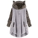 thumbnail image 1 of Ropa Kawaii para mujer, Sudadera con capucha de estilo lindo, chaqueta con orejas de gato, manga larga abotonada, retales con estampado de leopardo, estampado de leopardo, 1 of 3