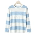 thumbnail image 5 of VBVC Women's Striped Crew Neck Top , Ladies' Loose Fit Drop Shoulder Shirt , Stretchy Long Sleeve Pullover For Women, S-XL, 5 of 6