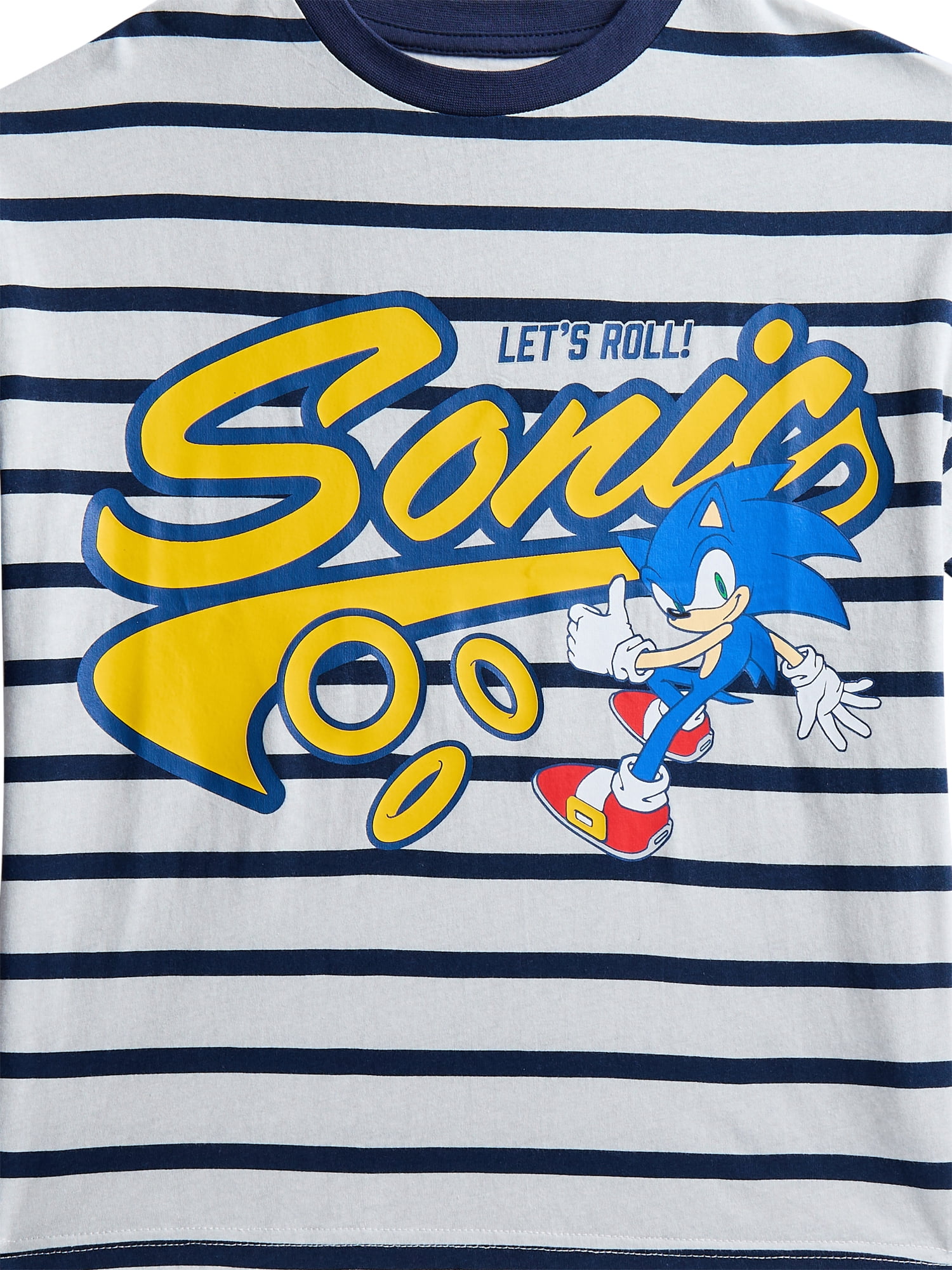 Sonic Boys' Striped Cotton Graphic Tee with Short Sleeves, Sizes XS-2XL