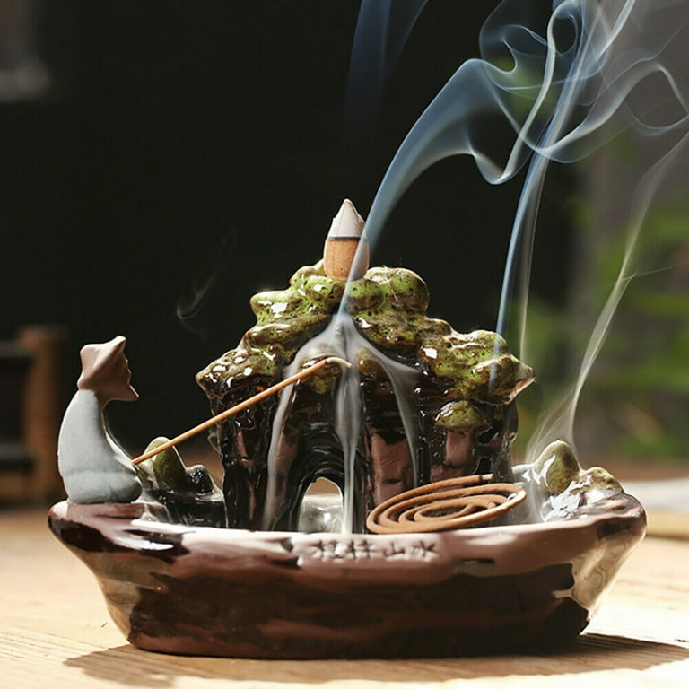 MIDUO Ceramic Backflow Cone Incense Burner Stick Holder Smoke