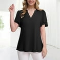 thumbnail image 5 of Karight Chiffon Blouses for Women Short Sleeve Business Casual Work Chiffon Tops Ruffle Puff Petal Sleeve Shirts V Neck, 5 of 8