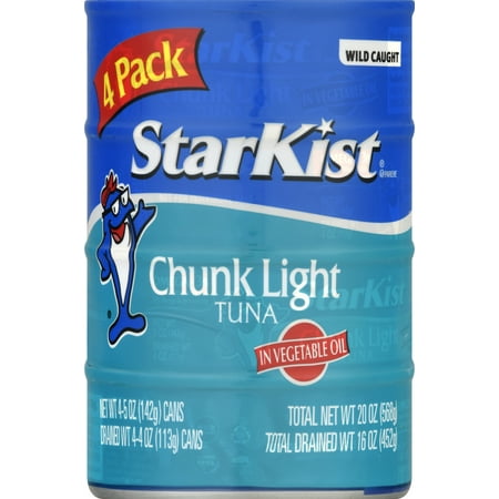 StarKist Chunk Light Tuna in Vegetable Oil, 5 oz, 4 Cans
