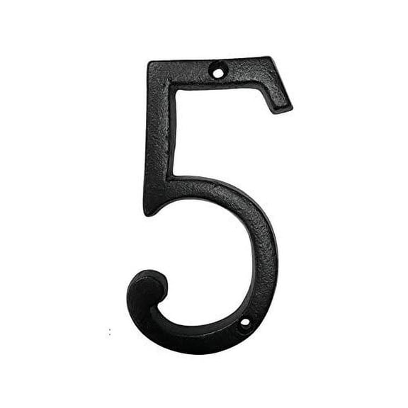 NACH Roman Cast Iron House Number, Decorative Mailbox Numbers for Outside, Black, Maximum Rust Protection, 5.7 inch, Number 5, JS-CN6-5