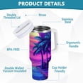 thumbnail image 2 of Yayeee 40oz Stainless Steel Tumbler with Straw and Handle Double-Wall Insulated Travel Water Bottle, Purple Digital Art, 2 of 8