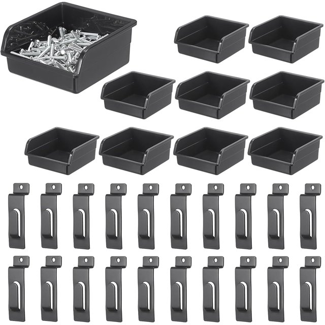 YQHWQ Multiple Stackable Screw Storage Organizer Boxes for Craft Room Workshop Wall Mounted Storage Boxes with Hooks 10 Pieces Small Parts Boxes for Garage Plastic Wall Mounted Storage