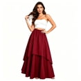 thumbnail image 4 of Vynhevius Women's Irregular Layered Maxi Skirt Solid Elastic Waist Vintage Medieval Casual Long A Line Skirts, 4 of 6