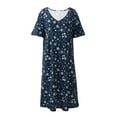 thumbnail image 5 of EFINNY Women's Short Sleeves Nightgowns Fashion Print Nightshirt Pullover Soft Nightdress Loungewear, 5 of 8