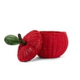 thumbnail image 3 of Hand Woven Apple Rattan Storage Basket with Lid Decorative Bin Home Decor Shelf Organizer Cute Handmade Handcrafted Gift Art Decoration Artwork Wicker Size: Medium - 10" tall x 8" Diameter, 3 of 3