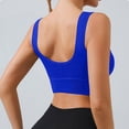 thumbnail image 3 of Womens Yoga Sports Bras Stretch Athletic Ribbed Tank Top Bralettes Scoop Neck Wireless Push Up Bra 32BC, Blue, 3 of 7