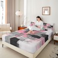 thumbnail image 3 of Manfei Fashion Pink Artwork Queen Sheet Sets for Adult, Square Abstract Flat Sheet, Vintage Oil Printing Queen Fitted Sheet, Microfiber Bedroom Decor, 4-Piece, 3 of 6