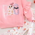 thumbnail image 4 of Xyant Toddler Baby Girl Halloween Outfit Pumpkin Print Ruffle Long Sleeve Sweatshirt Flare Pants 2pcs Clothes Set (White,18-24 Months), 4 of 5