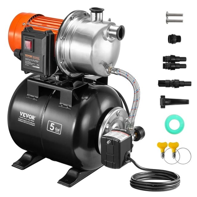 Bomba para pozos poco profundos VEVOR 1.6 HP 1320 GPH con tanque de presión