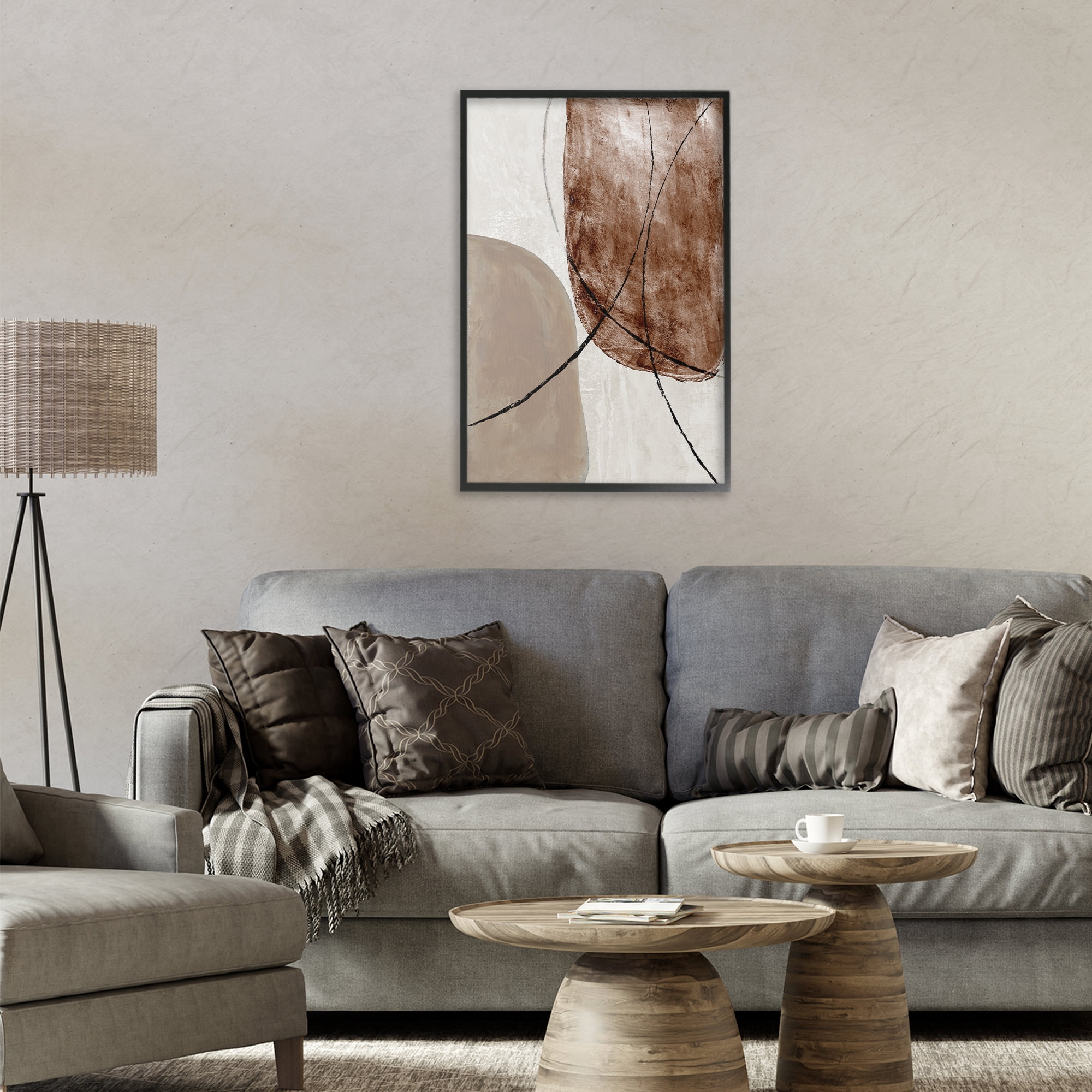 Stupell Industries Taupe & Brown Abstract Black Framed Giclee Art, design by Merri Pattinian