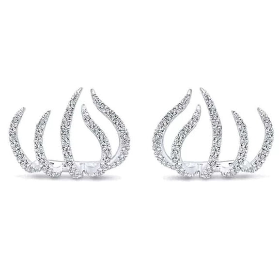 2CT Simulated Diamond 925 Silver Ear Cuff Earrings 14K White Gold Plated