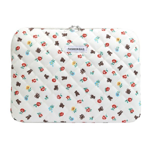 Funda para Computadora Bolso Tableta IPad Con Patrón Oso Lindo Coreano Y Forro Terciopelo Nuevo 13 Pulgadas 15 (3) Blanco