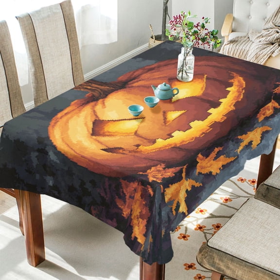 BZSMCE Square Tablecloth Pumpkin Light Pattern Tableclothes