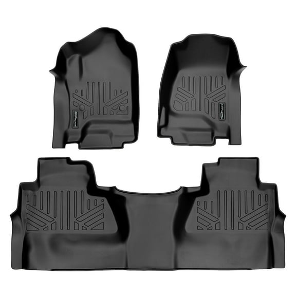 SMARTLINER 2 Rows Custom Fit Floor Liners Compatible with 2014 - 2018 Chevrolet Silverado 1500 Crew Cab